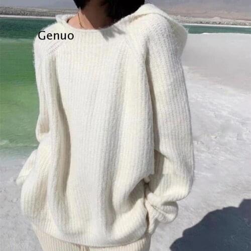 Colorfaith New Winter Spring Women Sweaters Pullovers Hooded Minimalist Oversize Korean Style Elegant LadiesTops
