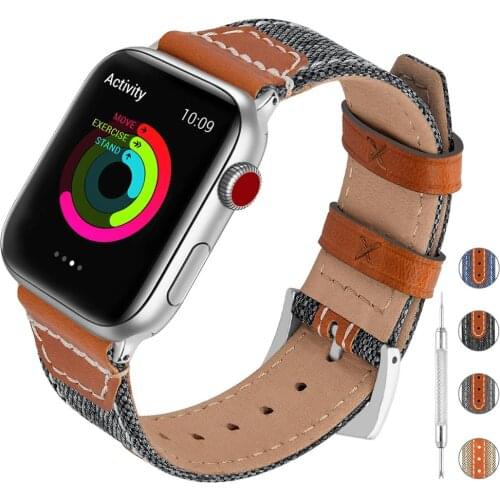 4 Colors Nylon Leather Watch Band for Apple Watch Series 4/3/2/1, Nylon Watch Strap part for iWatch 38mm 42mm 40mm 44mm