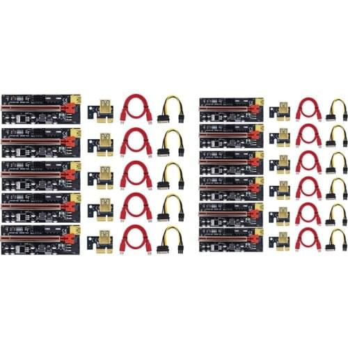 Riser 009C Plus PCI-E PCIE Riser for Video Card PCI Express Adapter Molex 6Pin SATA to USB 3.0 Cable X1 X16