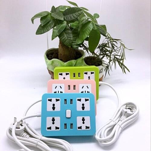 Multifunction Smart USB Power Strip EU/UK/US Plug 4 Port USB Charger 2M Extension Cable Socket 4 Outlets Table Socket