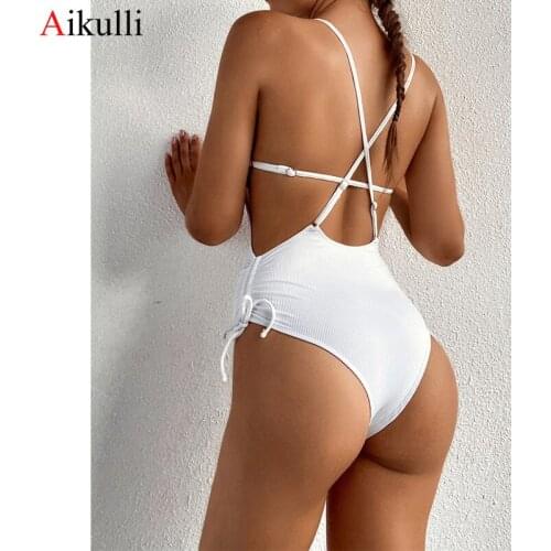 Sexy Underwired Ribbed One Piece Swimsuit Women 2021 Swimwear Female Padded Bather Monokini Bodysuit Beach Bathing Suit Swimming