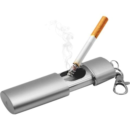 Zinc Alloy Liner ABS Sealed Tank Ash Holder Portable Mini Ashtrays with Key Chain Eco-Friendly Pocket Smoking Ash Tray