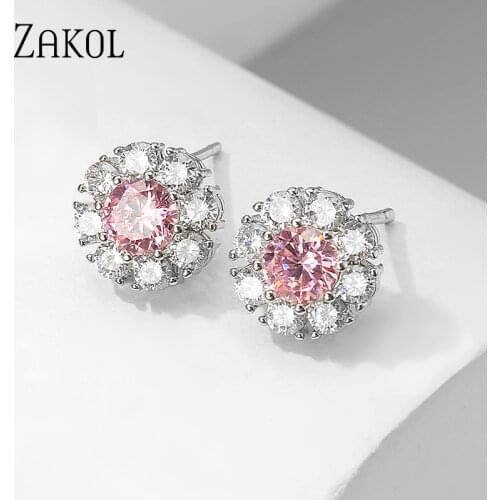 ZAKOL Fashion Elegant Women AAA Cubic Zircon Small Stud Earrings Jewelry Aretes De Mujer Modernos FSEP2561