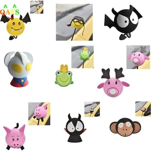 Yellow Little Cute Funny Cartoon Doll Antenna Balls Plush EVA Foam Aerial Toppers Decoration Car Styling Roof ornament 9 styles