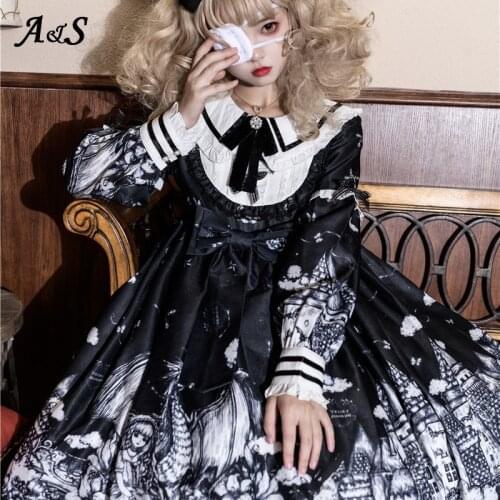 Anbenser Gothic Lolita Dress Womens Dark Angel Series Dresses Female Japanese Style Princess Tea Party LO Dress Cosplay Costumes