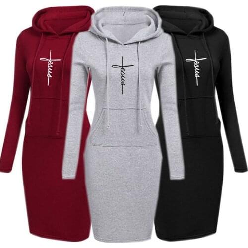 Spring New Fashion Women Sweatshirt Dresses Pocket Hooded Casual Femme Robe Printed Solid Color Long Sleeve Sexy Dress vestidos
