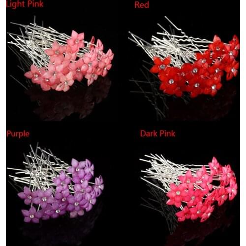20PCS Crystal Hairpins Rhinestones Headwear Trinket Hairclips Girl Flower Barrettes Zinc Alloy Wedding Combs Hair Styling Tools