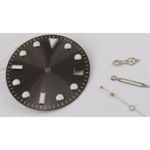 28.5MM Nologo fit NH35A Sterile Sunburst Watch Dial Date Window Watch Needles fit SUB Case