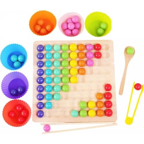 Wooden Clip Beads Rainbow Toy Go Games Set Dots Beads Board Games Toy Rainbow Clip Beads Puzzle Montessori Educational Toys#0