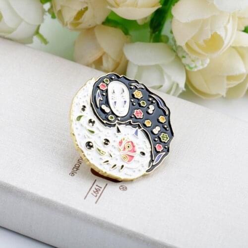 No face Anime roles Enamel Lapel Pins Hayao Miyazaki Brooches Badges Cartoon Backpack Pins Gifts for Friends Wholesale jewelry