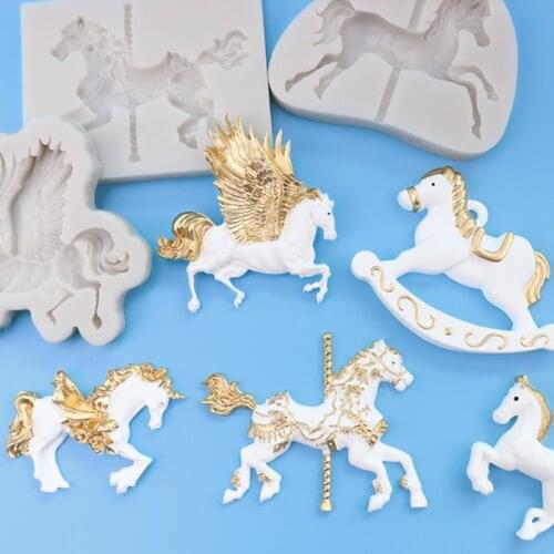 Carousel Silicone Mold Fondant Cakes Decorating Tools Silicone Moulds Sugarcrafts Chocolate Baking Tools For Cakes Gumpaste Form