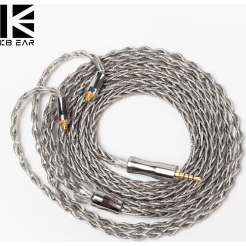 AK KBEAR Wide 8 Core Graphene Single Crystal Copper Silver Plated Upgraded Cable 2.5mm/3.5mm/4.4mm In-ear Monitors Earphones iem