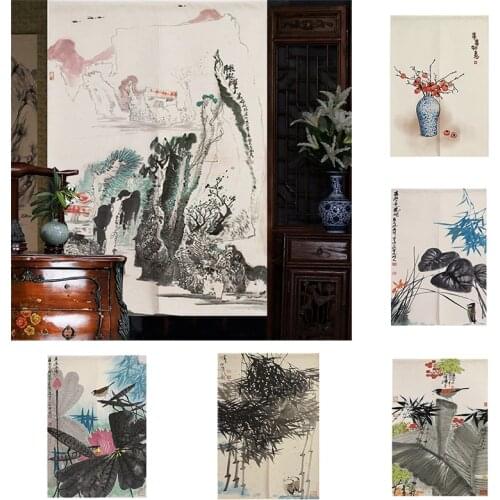 Chinese Door Curtain Living Room Half Panel Curtain Toilet Shelter Curtain Kitchen Partition Curtain Blackout Curtain Decoration