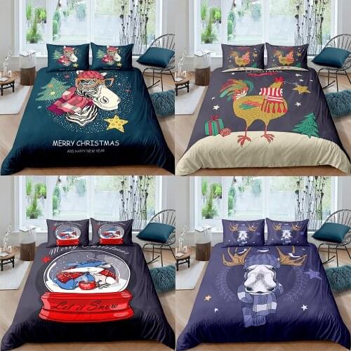 3D Christmas Animal Pattern Bedding Set Cartoon Duvet Cover Cute Kids Children Comforter Bed Cover Set Bedclothes Queen Size