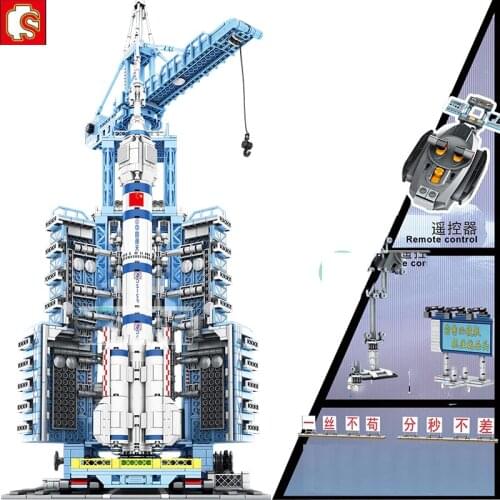SEMBO Blocks sets technic bricks Aerospace Boys Toys DIY Remote control manned spacecraft launch base Assemble Kits kids toys