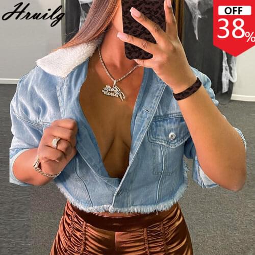 Woman Jacket Button Womens Short Jacket Fashion Casual Straight Sleeve Denim Jacket Streetwear Coat Women New Chaqueta