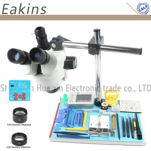 Big Work Distance 21MP 30MP 3.5X-90X Trinoculaire Stereo Microscope+56 LED Light+Universal Bracket+Insulation Pad+Phone Repair
