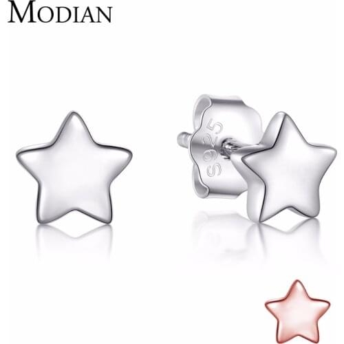Modian 2021 Authentic 925 Sterling Silver Exquisite Simple Stars Stud Earrings For Women Fashion Dazzling Party Jewelry Bijoux