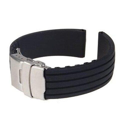 Fashion Waterproof Striped Silicone Watch Strap Deployment Buckle Watchband