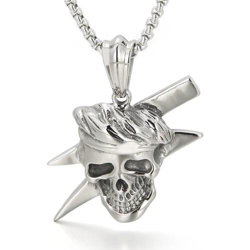 European and American domineering pendant retro old personality domineering pirate totem mens titanium steel pendant