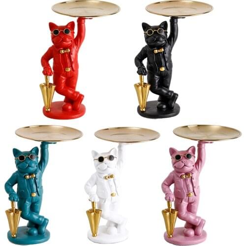 Bulldog Desktop Storage OrganizerTray, Bedroom Nightstand Dresser Organizer, Home Decorative Sculptures