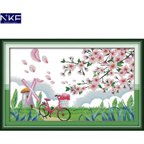 NKF Gentle Breeze In Spring Stamped Cross Stitch Patterns DIY Kit Needlework Embroidery Sets Chinese Cross Stitch for Home Decor