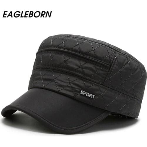 New Winter Hat Men Military Hat Black Dad Hat Winter Hat for Men Military Cap Thickened Ear Protection Hat Warm Casual Hat Men