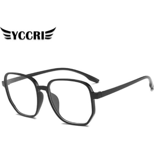 2020 New Fashion Polygon Anti-blue Llight Female Myopia Glasses Irregular Large Frame Polygon Men Flat Mirror Glasses Modern