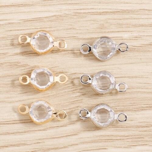60pcs 13*7mm Crystal Double Connector Charms Pendants for Making Necklaces & Bracelets Gold Silver Color DIY Jewelry Crafts