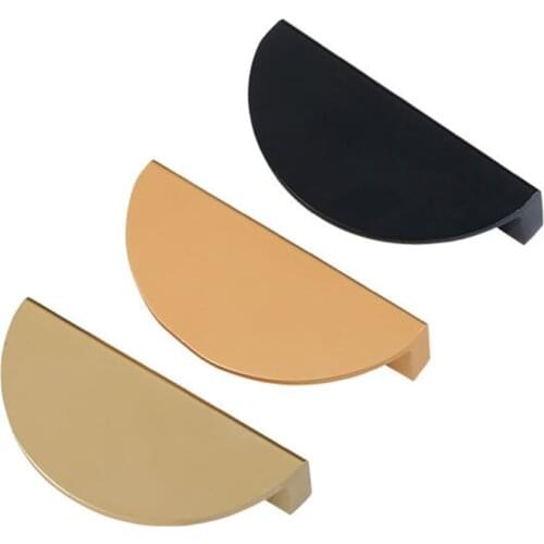 67JB Wardrobe Door Aluminum Alloy Handle Half Circle Moon Pulls Bedroom Furniture Metal Pull Wardrobe Handle Semi Circle