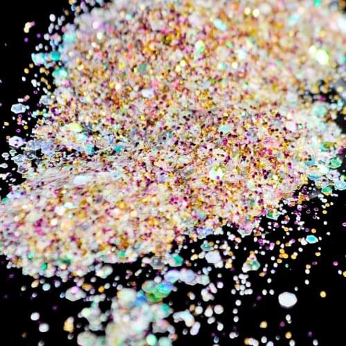 Clear Purple Gold Mix UV Gel Nail Art Glitter Sequins Powder For DIY Nail Acrylic Powder Nail Art Decoration Tips