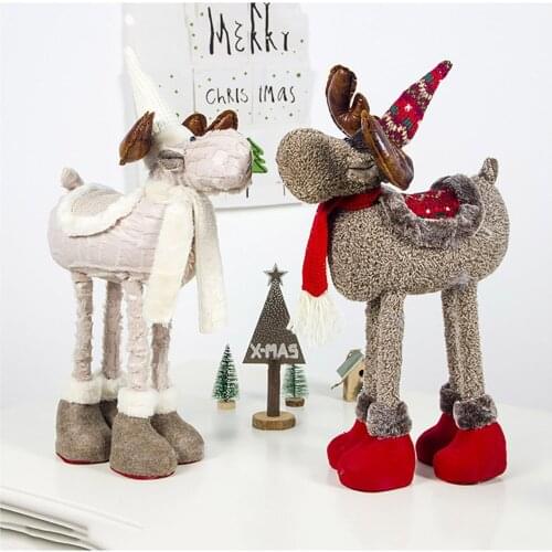 Real Life Plush 2020 Christmas Ornaments Plush Retractable Feet Christmas Elk Doll Cloth For Childrens Birthday Gifts