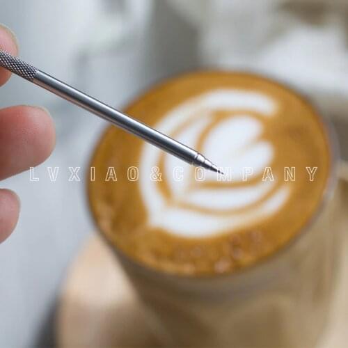 Watchget Stainless Steel Coffee Pull Flower Needle Cappuccino Latte Espresso Barista Decorating Pen Kitchen Household Cafe Tool