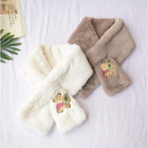 Winter japanese kawaii girl sweet lolita scarf cute bear embroidery plush kawaii scarf keep warm gothic lolita scarf loli cos