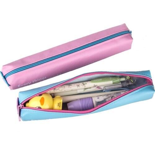 2pcs Version of Candy Color Cute Leather Portable Square Solid Color Small Pencil case Creative Storage Coin Purse Pencil case