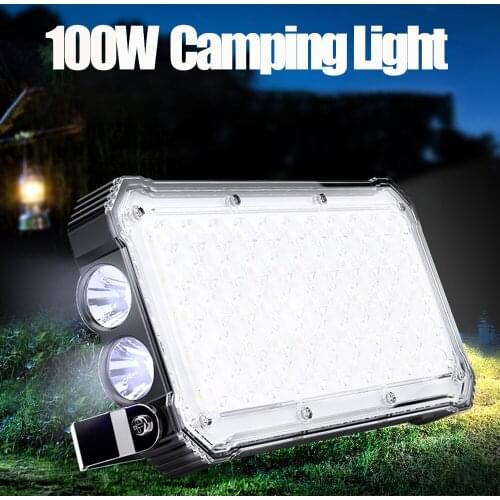 100W LED Floodlight Outdoor Portable Lantern Wireless Charging Function 3-Gear Adjustable Waterproof 20000mAh USB Camping Lights