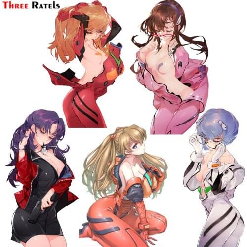 Three Ratels F325 Anime Car Styling girl Langley Asuka Bodysuit Breasts Vinyl Decals Cartoon Sexy Girl Car Sticker Decor