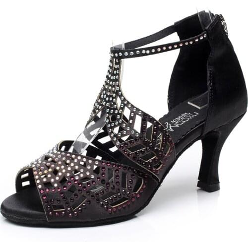 HOT Hot Selling jazz Salsa Outdoor Rubber sole practice latin dance shoes for dancing women newmen stylish high heel Satin
