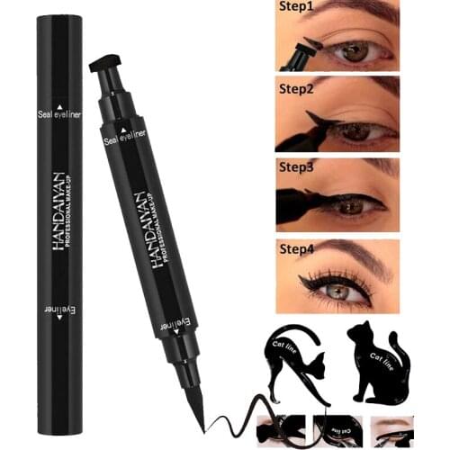 Waterproof Double Head Wing Shape Liquid Eyeliner Stamp Eye Liner Pen Eyeliners with Cat Eye Marker Arrows Stencil Liners Pencil