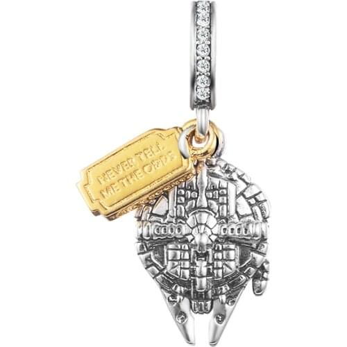 CKK Silver 925 Jewelry Millennium Falcon Dangle Charm Fits Original Bracelets Sterling Beads