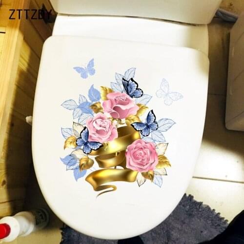 ZTTZDY 19.4CM×22.8CM Creative Modern Art Wall Stickers Mural Flowers Toilet Decoration T2-0892