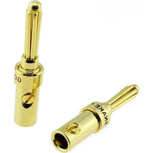 10PCS banana plug connectors All copper gold plated banana connectors for audio video amplifier speaker cable jack Red black