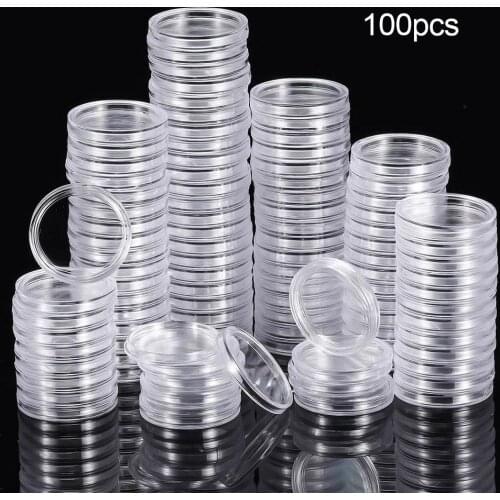 100Pcs 25mm Portable Durable Round Shaped Souvenir Coin Capsules Protective Case