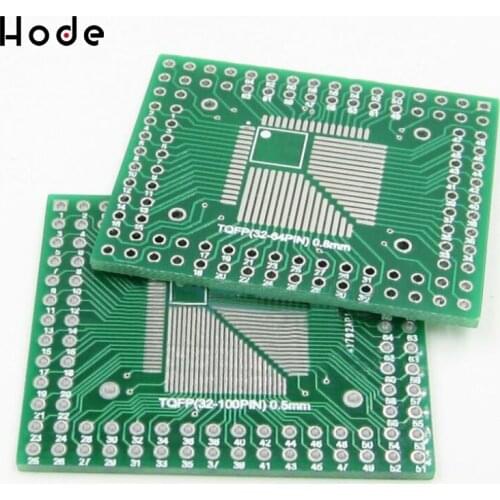 2PCS QFP/TQFP/LQFP/FQFP 32/44/64/80/100 to DIP Adapter PCB Board Converter