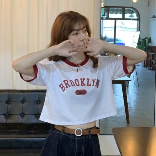 2021 Summer New Korean Version Loose and Thin Female Letter Printed Short-sleeved Niche T-shirt
