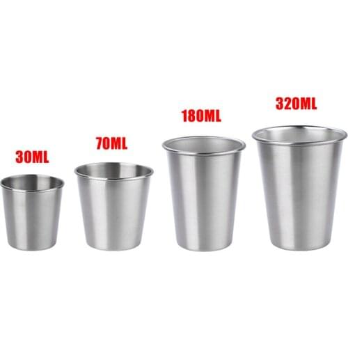 30/70/180/320ml Metal Stainless Steel Cup Mug Drink Coffee Beer Tumbler Travel Home Office SCIE999