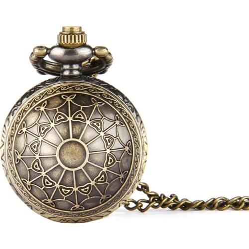 3081)12pcs/lot Antique Bronze Sphere spider web round Ball Quart Watch Necklace, Wholesale Christmas party hang gift steampunk