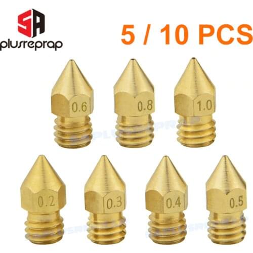 5/10PCS MK8 Brass Nozzle 0.2MM 0.3MM 0.4MM 0.5MM Extruder Print Head Nozzle For 1.75MM CR10 CR10S Ender-3 3D Printer Accessories