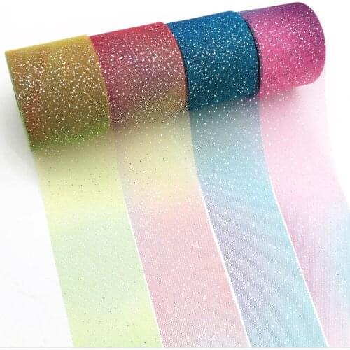 6cm/8cm silver gradient/chiffon roll ribbon 25 yards DIY handmade materials crafts headwear hair clothing material peng skirt