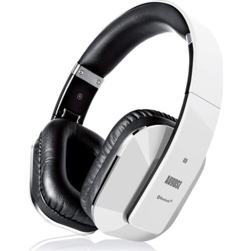 August EP650 Bluetooth Headphones with Mic Over Ear Stereo Bluetooth 4.2 Headset aptX Wireless Headphones for TV,Phone - White